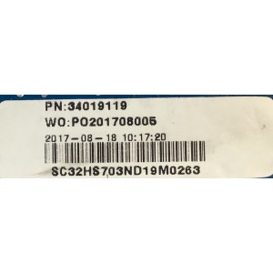MAIN FUENTE PARA TV SEIKI / NUMERO DE PARTE 34019119 / CV3553BH-U42 / PO201708005